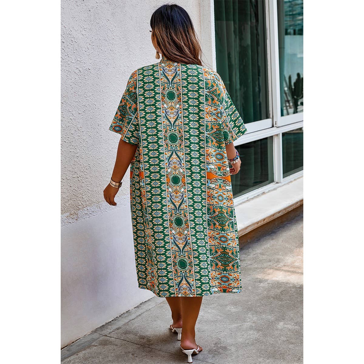 Plus Size Two Pieces Printed Elastic Waist Sets