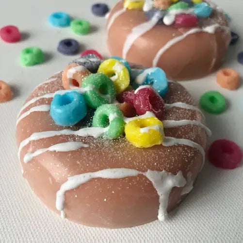 Fruit Loop Soap Donut, Vegan, Rainbow, Made with Coconut Oil