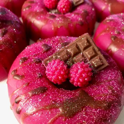 Raspberry Chocolate Soap Donut, Vegan, Berry, Coconut Oil